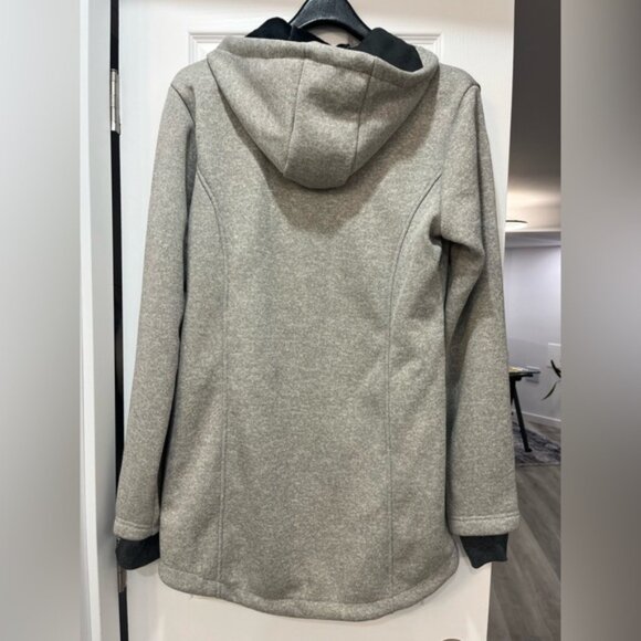 Grey Zip Up Jacket Hood Size L Faux Fur Lined Cozy Oversized Fit New with Tags - Picture 6 of 6